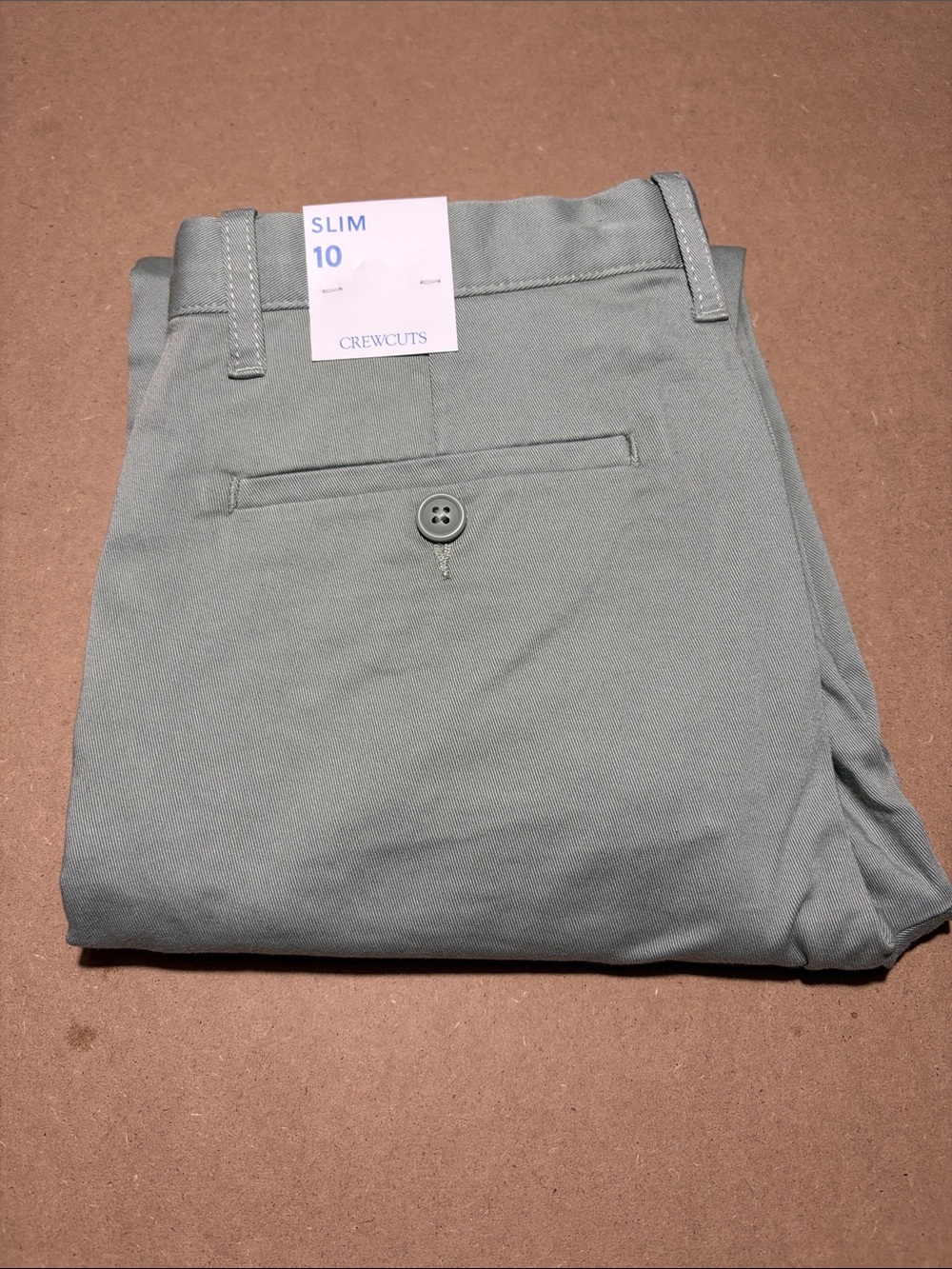 J Crew Factory Boys Slim Pants in Chino Flex - Quarry Green